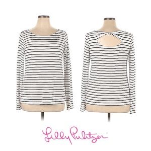 Lilly Pulitzer Luxletic Striped Long Sleeve Tee, small back cut-out w twist, XL